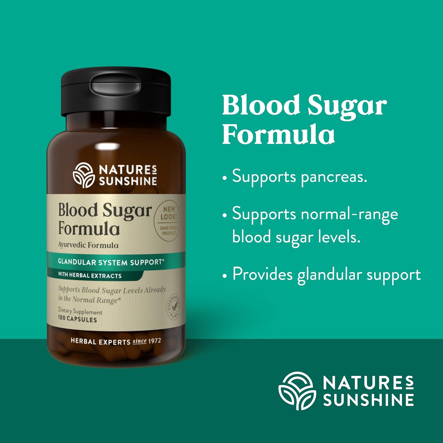 100 Capsules Nature's Sunshine Blood Sugar Formula for Balanced Blood Sugar Levels