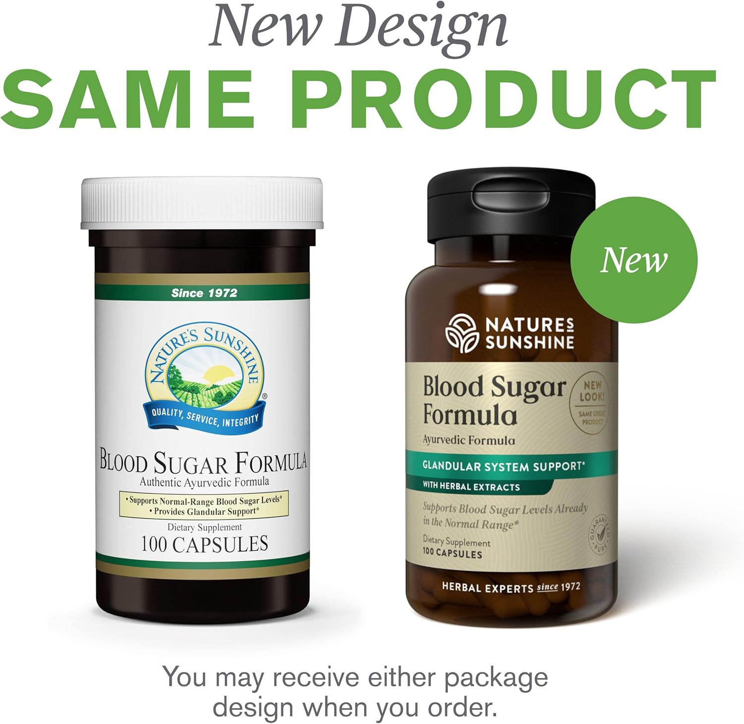 100 Capsules Nature's Sunshine Blood Sugar Formula for Balanced Blood Sugar Levels