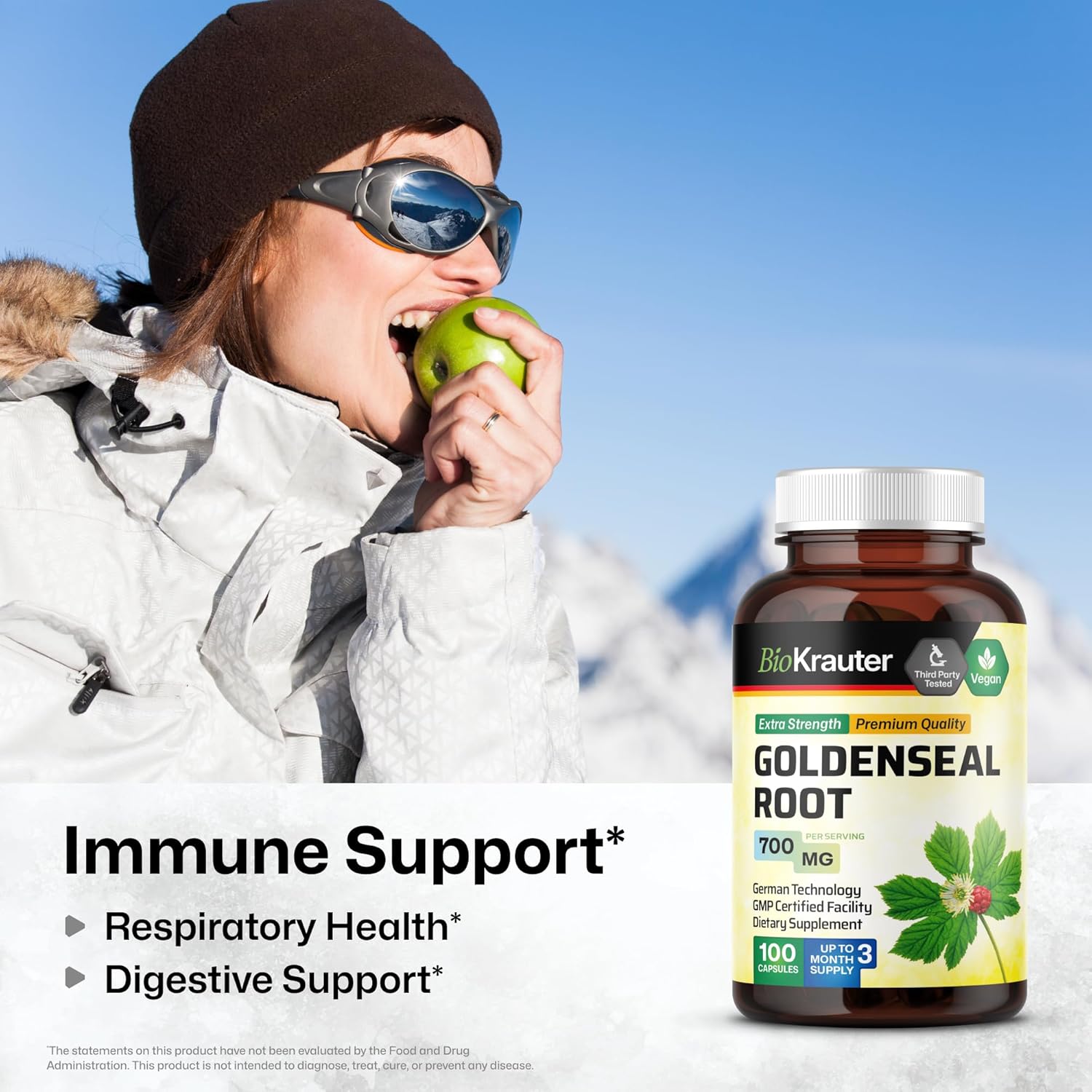 100 Capsules of BIO KRAUTER Goldenseal and Bladderwrack for Herbal Support