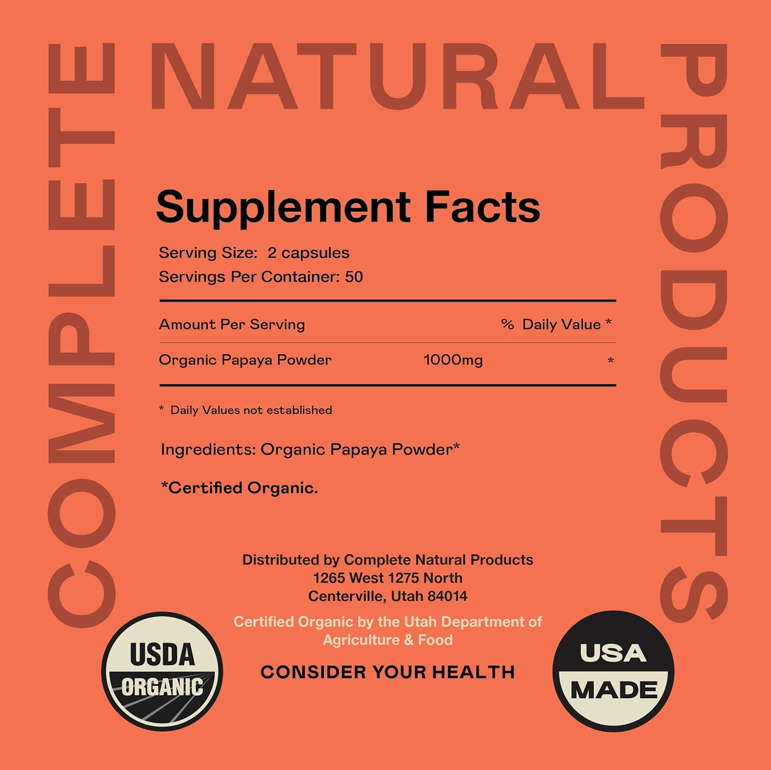 100 Capsules of Complete Natural Products Organic Papaya Enzymes and Digestive Enzymes Bundle