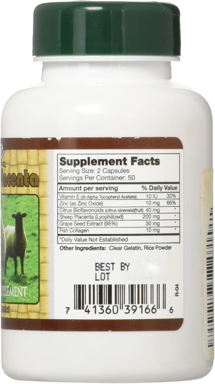 100 Capsules of Fresh Nu-Health Sheep Placenta Complex - New and Effective Supplement