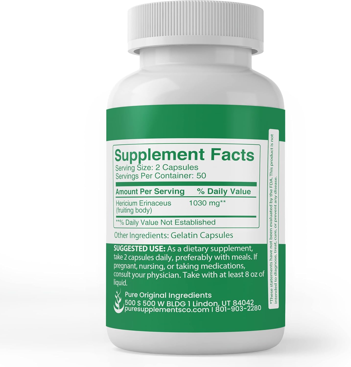 100 Capsules of Lab Verified Lion’s Mane with Pure Original Ingredients - No Additives or Fillers