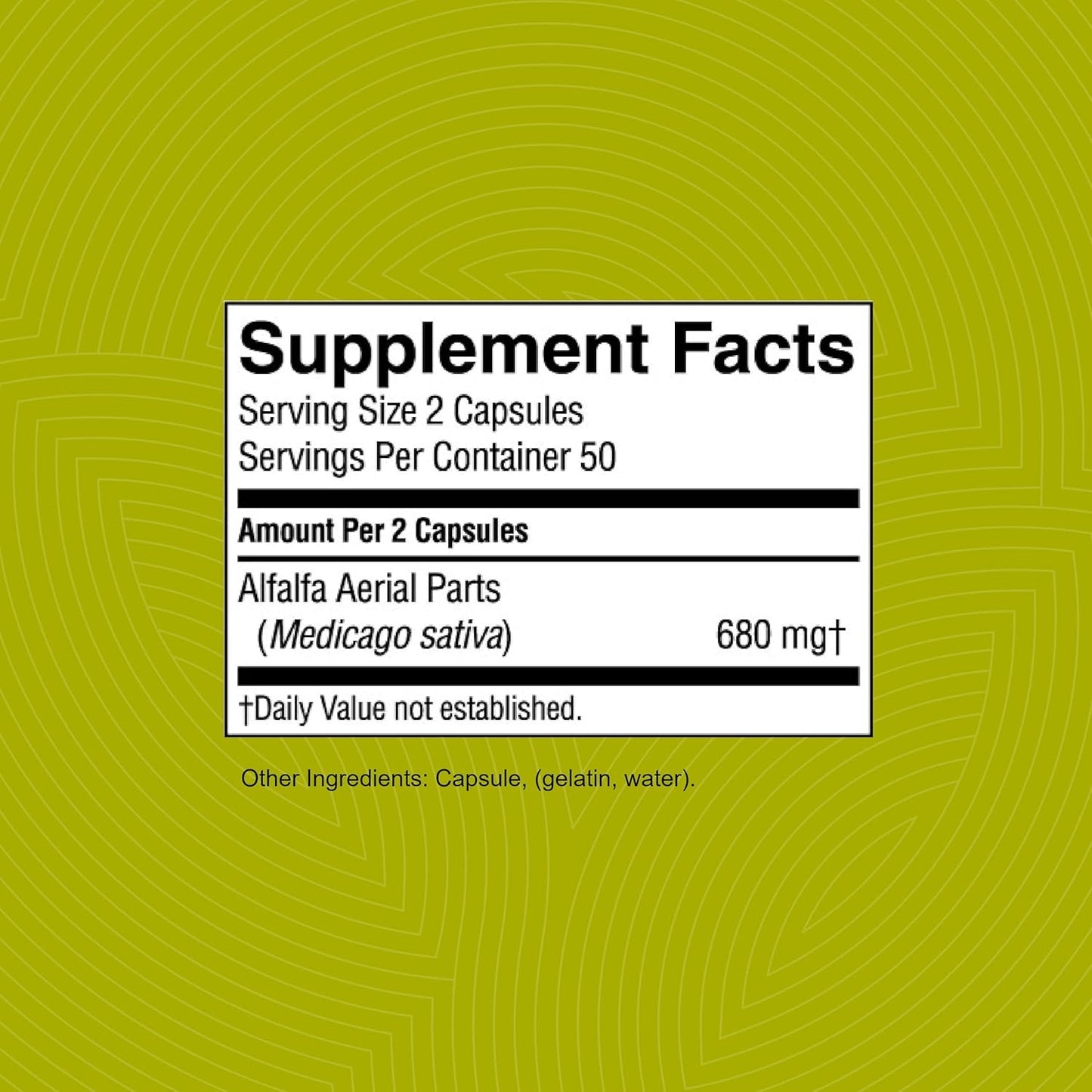 100 Capsules of Nature's Sunshine Alfalfa Supplement for Natural Wellness