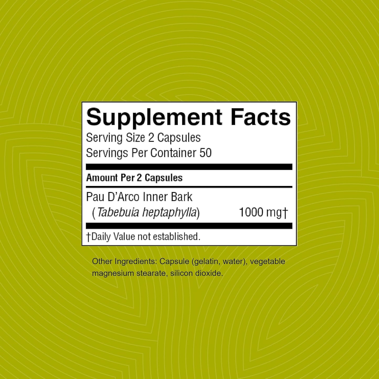 100 Capsules of Nature's Sunshine Pau D'Arco for Immune Support, Antioxidants, and Natural Detox.
