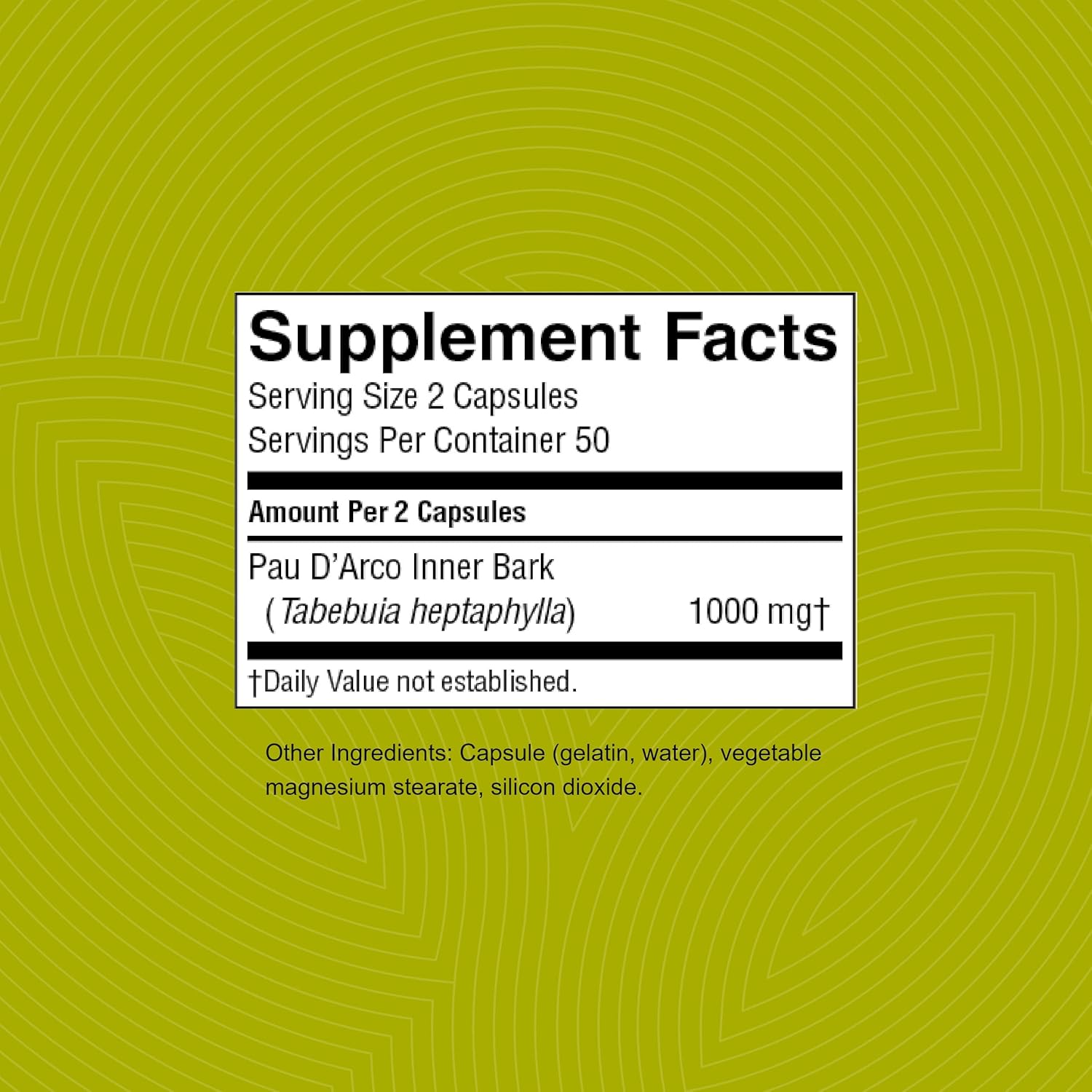 100 Capsules of Nature's Sunshine Pau D'Arco for Immune Support, Antioxidants, and Natural Detox.