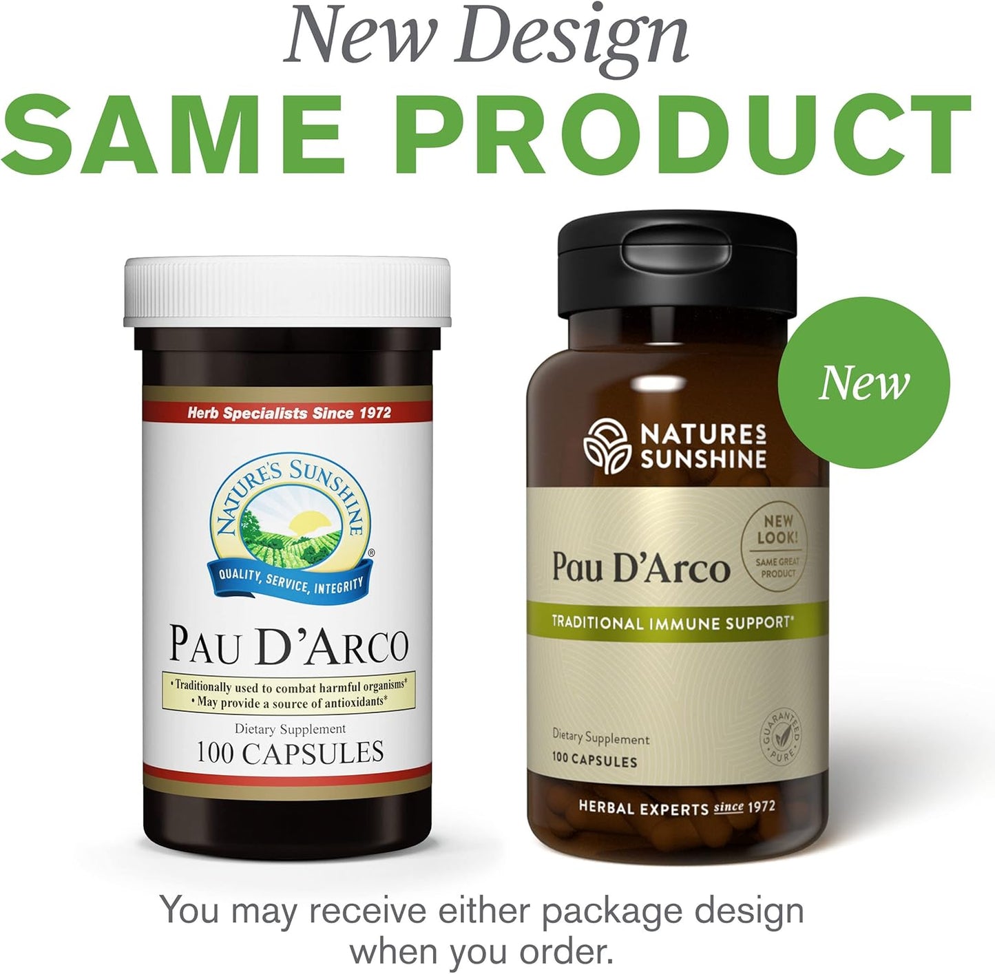 100 Capsules of Nature's Sunshine Pau D'Arco for Immune Support, Antioxidants, and Natural Detox.