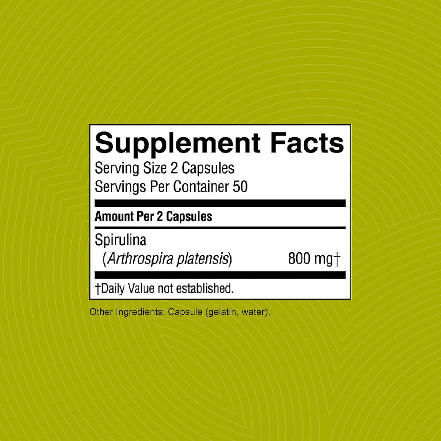 100 Capsules of Nature's Sunshine Spirulina - Pure and Nutrient-Rich Dietary Supplement
