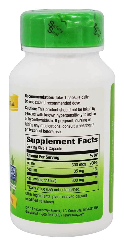 100 Capsules of Nature's Way Kelp Supplement for Thyroid Support and Healthy Metabolism
