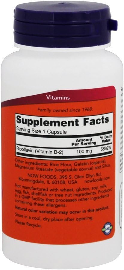 100 Capsules of NOW Foods B-2 with 100 mg Dose
