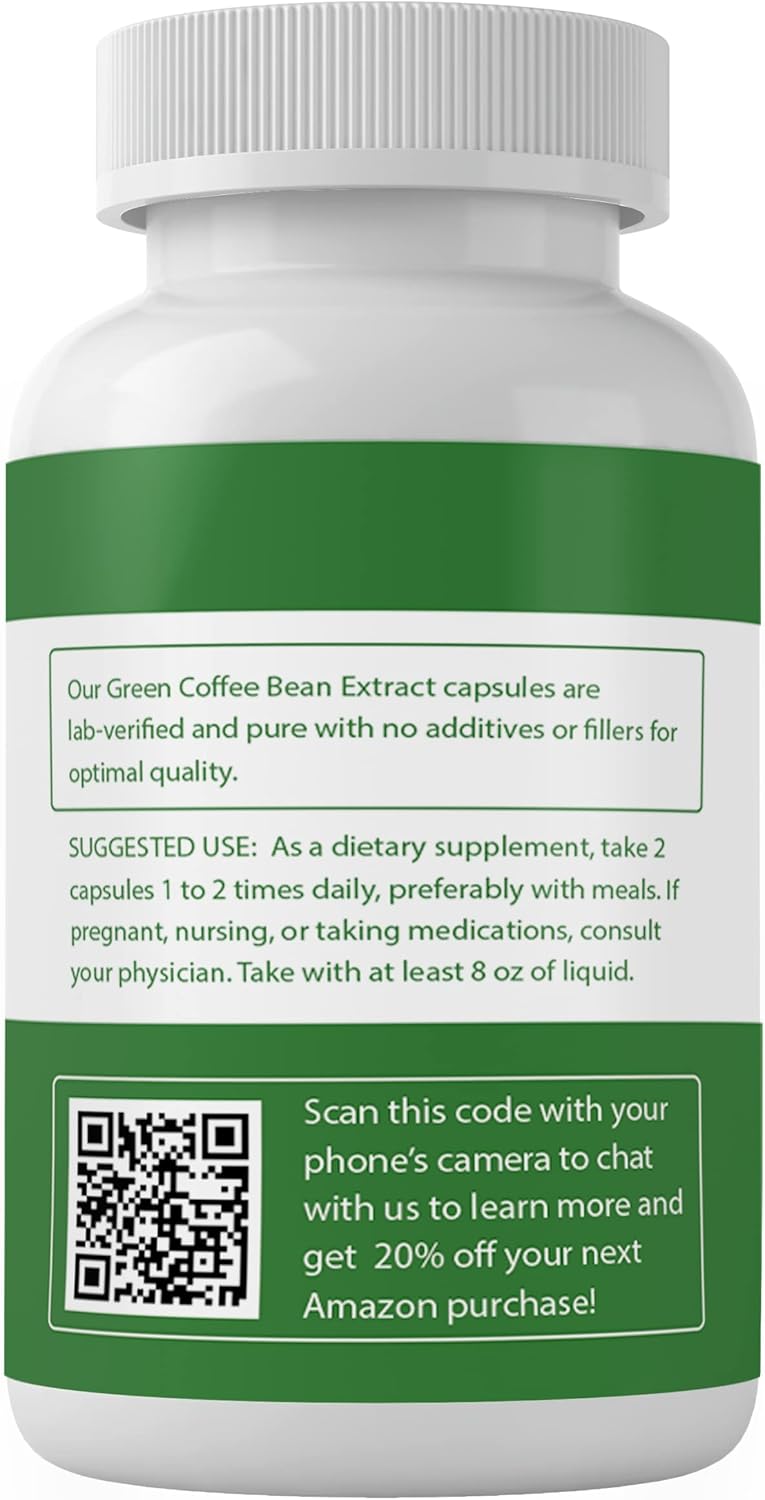 100 Capsules of Pure Green Coffee Bean Extract - Lab Verified, No Additives or Fillers - Always Made with Pure Original Ingredients