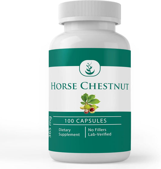 100 Capsules of Pure Horse Chestnut Extract - Lab Verified, No Additives or Fillers Included