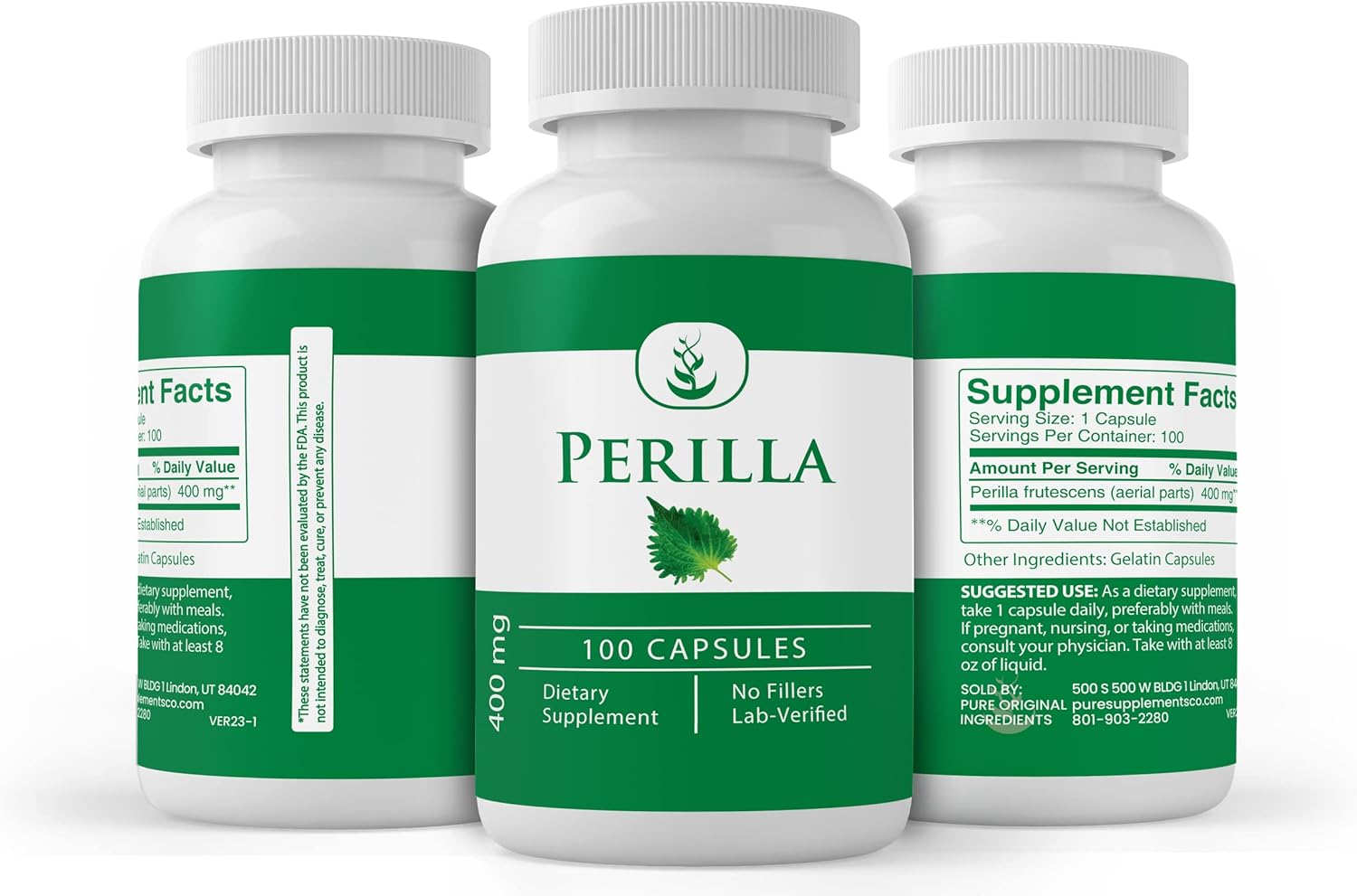 100 Capsules of Pure Perilla Extract - Lab Verified, No Additives or Fillers