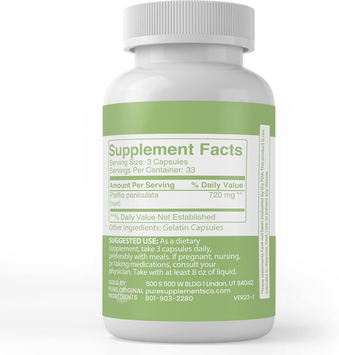 100 Capsules of Suma Root with Pure Original Ingredients - Lab Verified, No Additives or Fillers