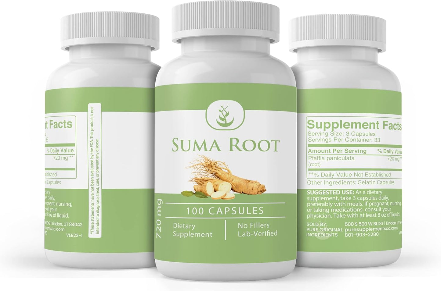 100 Capsules of Suma Root with Pure Original Ingredients - Lab Verified, No Additives or Fillers