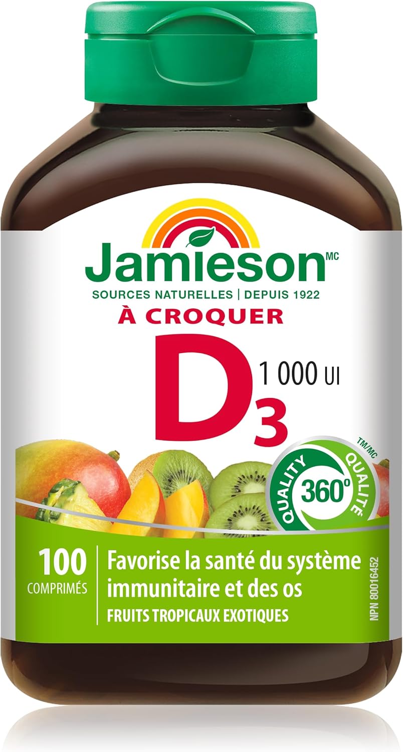 100 Count Jamieson Laboratories Natural Tropical Flavor Chewable Vitamin with 1,000 LU