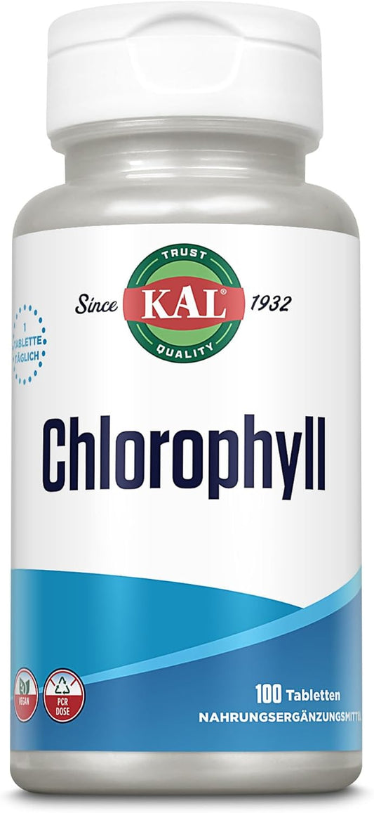 100 Count KAL Chlorophyll Tablets - 20 mg, Natural Detox and Digestive Support