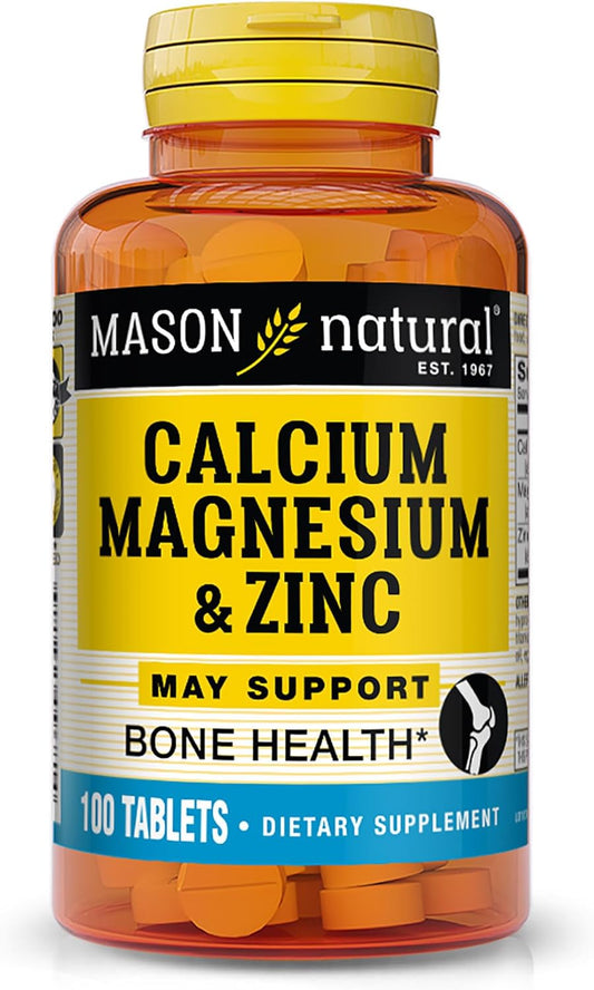 100 Count MASON NATURAL Calcium Magnesium & Zinc Tablets - Vitamins for Bone Health and Immune Support