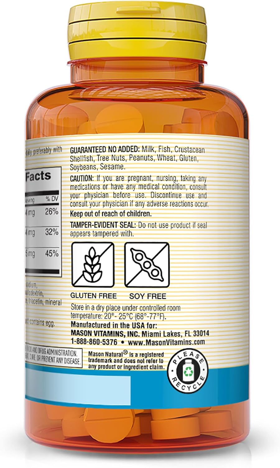 100 Count MASON NATURAL Calcium Magnesium & Zinc Tablets - Vitamins for Bone Health and Immune Support