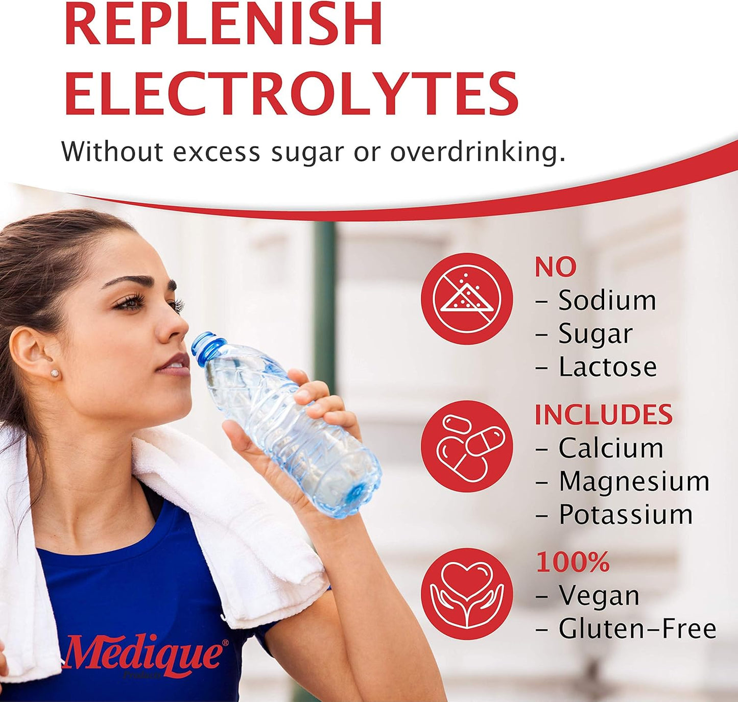 100-Count Medique 03033 Medi-Lyte Electrolyte Tablets with Potassium Chloride for Cramps