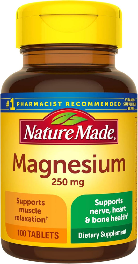 100 Count Nature Made Magnesium Oxide 250 mg Tablets for Nutritional Support
