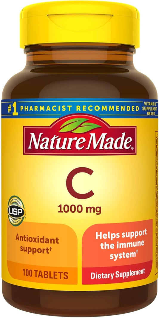 100 Count Nature Made Vitamin C 1000 mg Tablets for Immune System Support