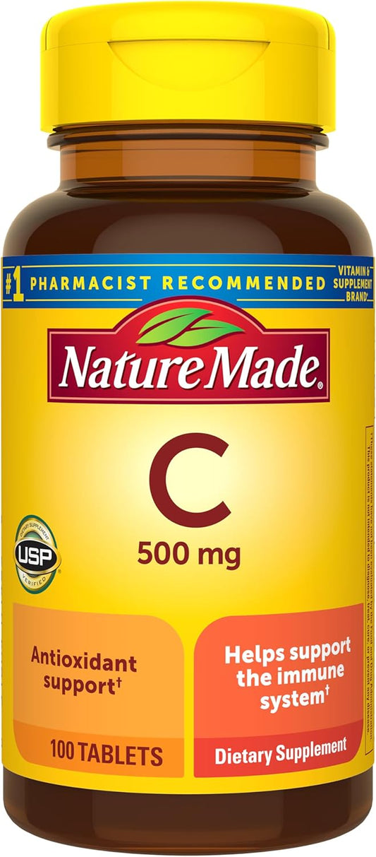 100 Count Nature Made Vitamin C 500 mg Caplets - Gluten Free Immune Support