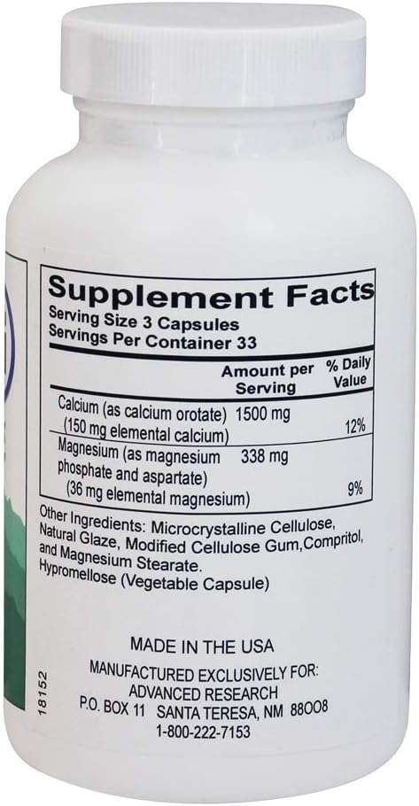 100 Count NCI Advanced Research Dr. Hans Nieper Calcium Orotate Capsules for Bone Health and Wellness