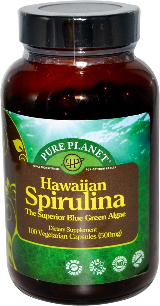 100 Count PURE PLANET Spirulina Tablets for Natural Energy Boost and Immune Support