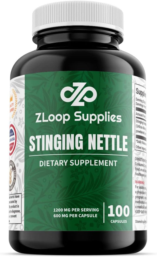 100 Count Pure Stinging Nettle Root Extract Capsules for Natural Prostate, Joint, and Urinary Tract Support - Herbal Supplement for Men and Women