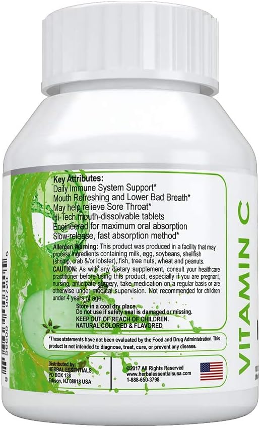 100 ct PRONUCARE Vitamin C Meltable Tablets - 100mg, Slow-Dissolving & Low Dosage for Controlled Release, Natural Apple Flavor, Fast Absorption, Immune Support & Antioxidant Properties - No Sugar