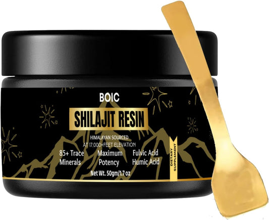 100-Day Supply of BOIC Pure Black Himalayan Shilajit Resin for Energy and Immune Support - 50g / 1.7oz for Men and Women