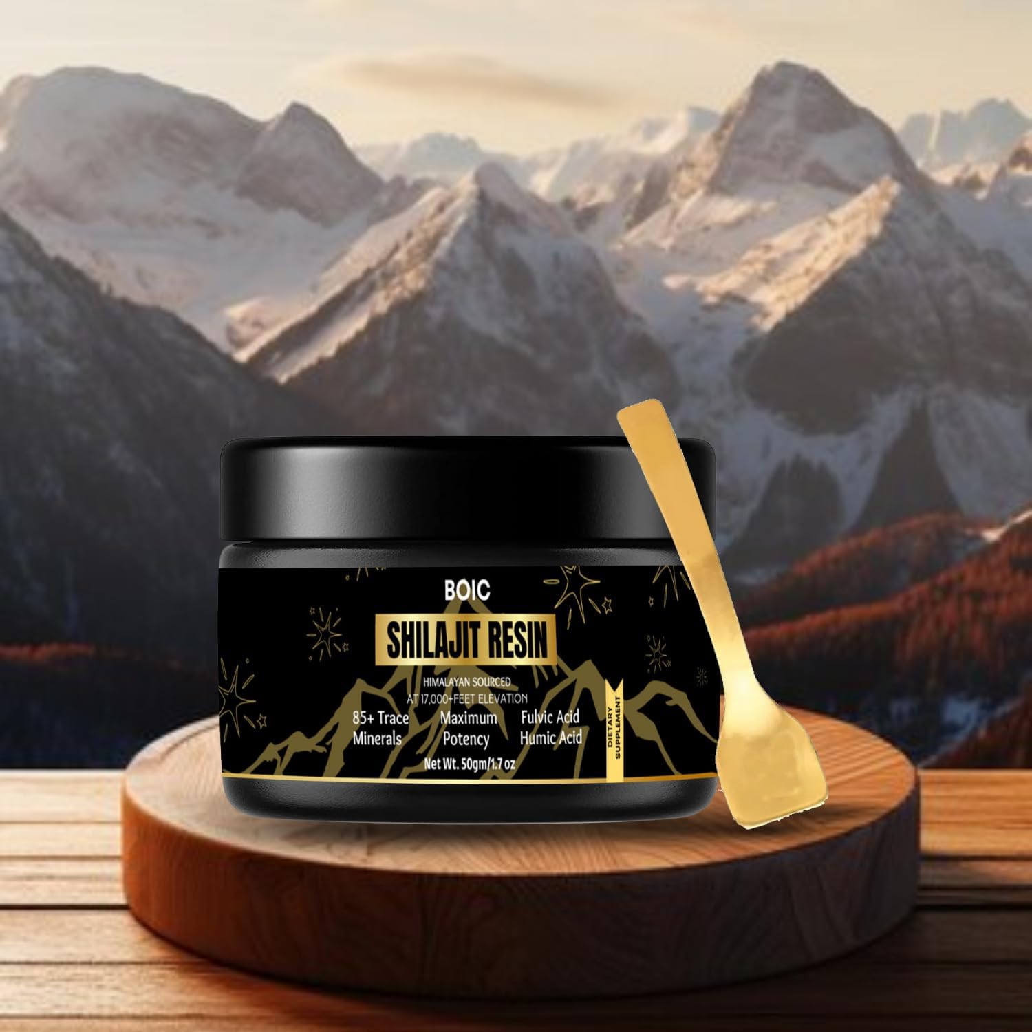 100-Day Supply of BOIC Pure Black Himalayan Shilajit Resin for Energy and Immune Support - 50g / 1.7oz for Men and Women