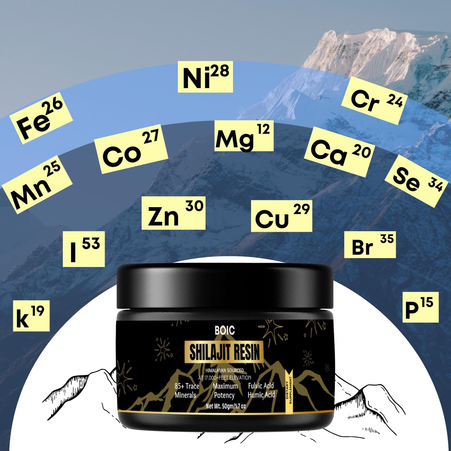 100-Day Supply of BOIC Pure Black Himalayan Shilajit Resin for Energy and Immune Support - 50g / 1.7oz for Men and Women