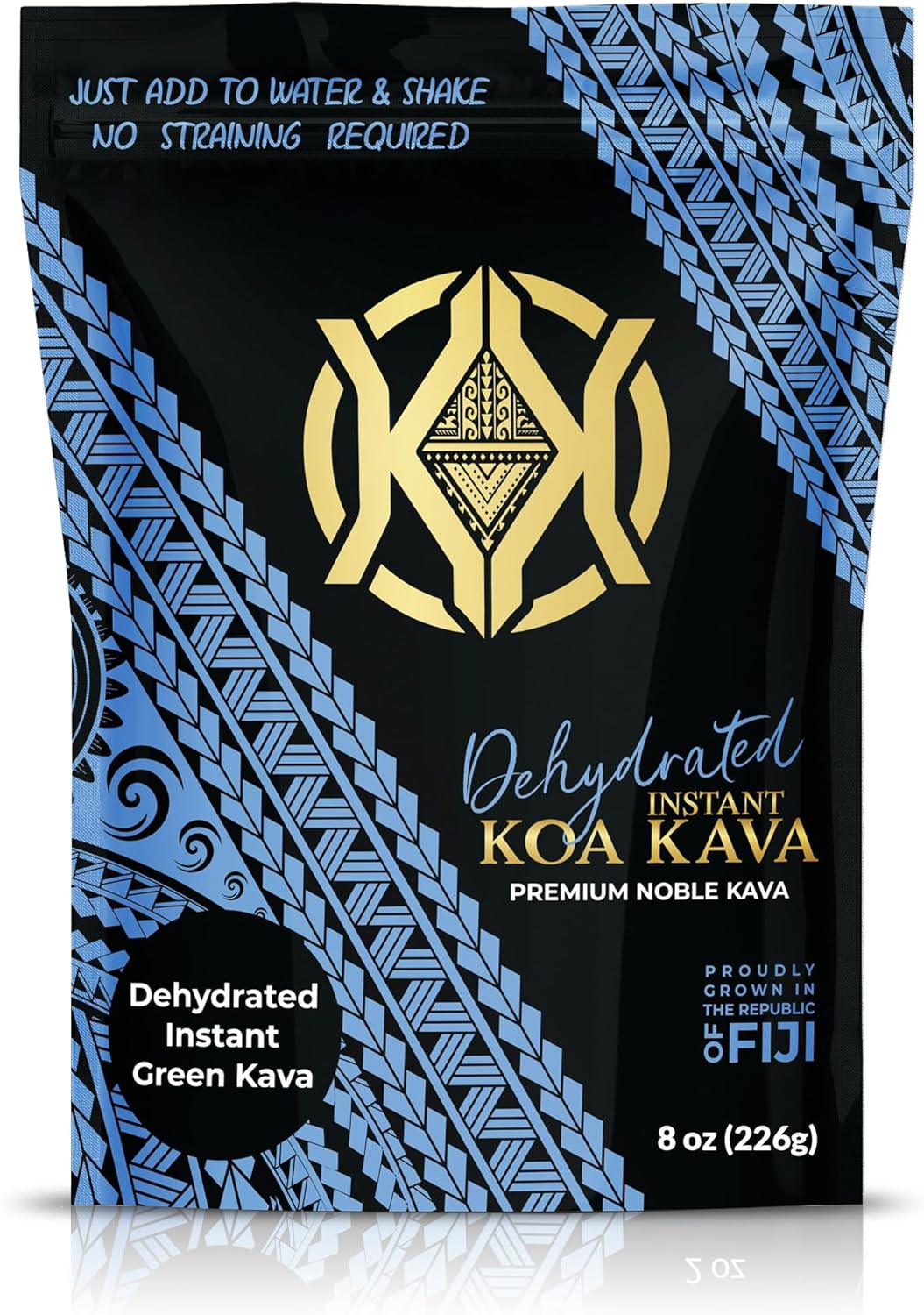 100% Dehydrated Instant Green Fijian Kava Root Powder, 8 oz Bag - Koa Kava's Instant Kava Powder