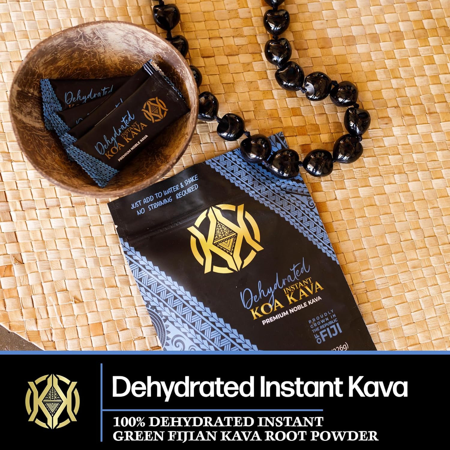 100% Dehydrated Instant Green Fijian Kava Root Powder, 8 oz Bag - Koa Kava's Instant Kava Powder