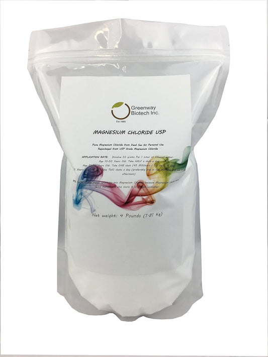 100% Edible Pharmaceutical Grade Magnesium Chloride USP Supplement Powder - 4 Pounds by Greenway Biotech