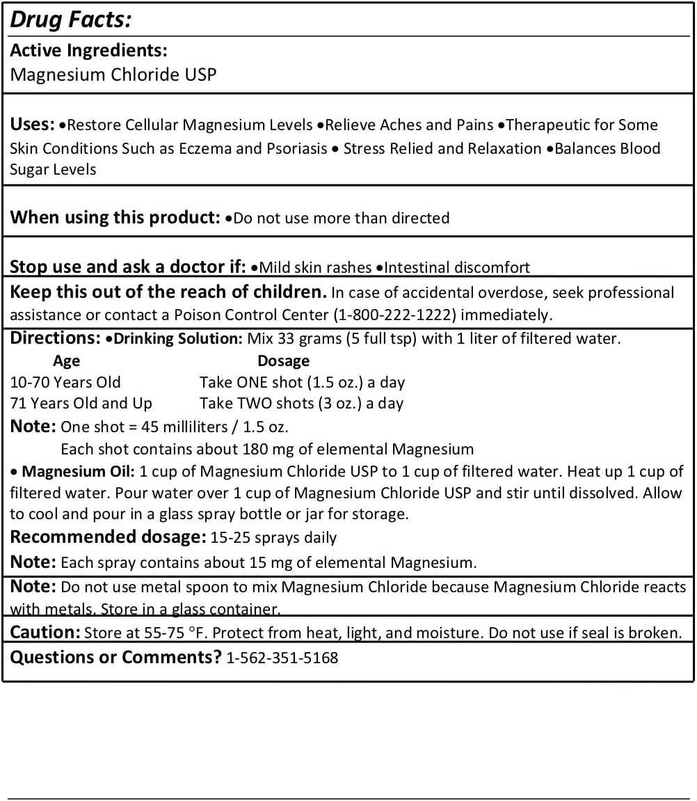 100% Edible Pharmaceutical Grade Magnesium Chloride USP Supplement Powder - 4 Pounds by Greenway Biotech