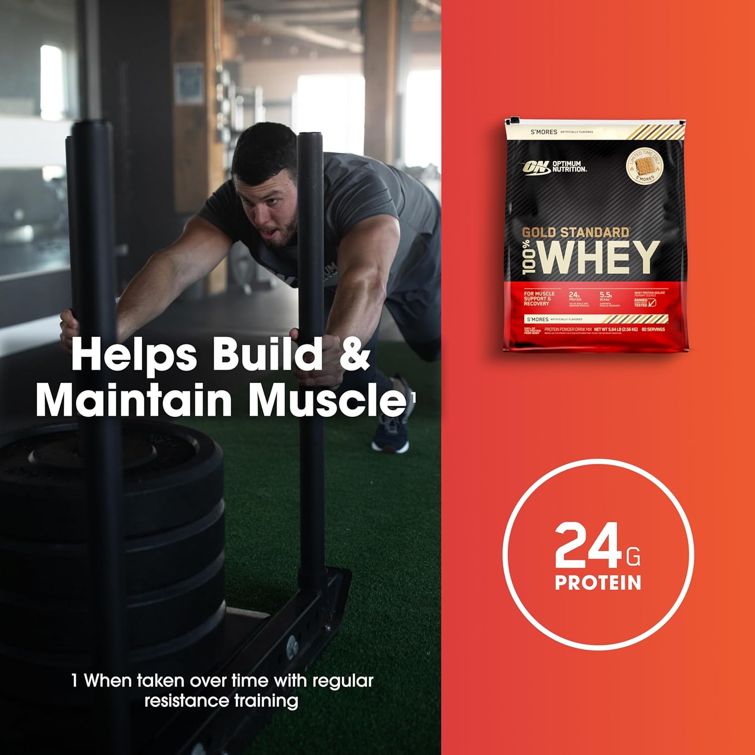 100% Gold Standard Whey Protein Powder - S'Mores Flavor - 5.64 lb (80 Servings) - Muscle Recovery Blend with Hydrolyzed, Isolate & Whey