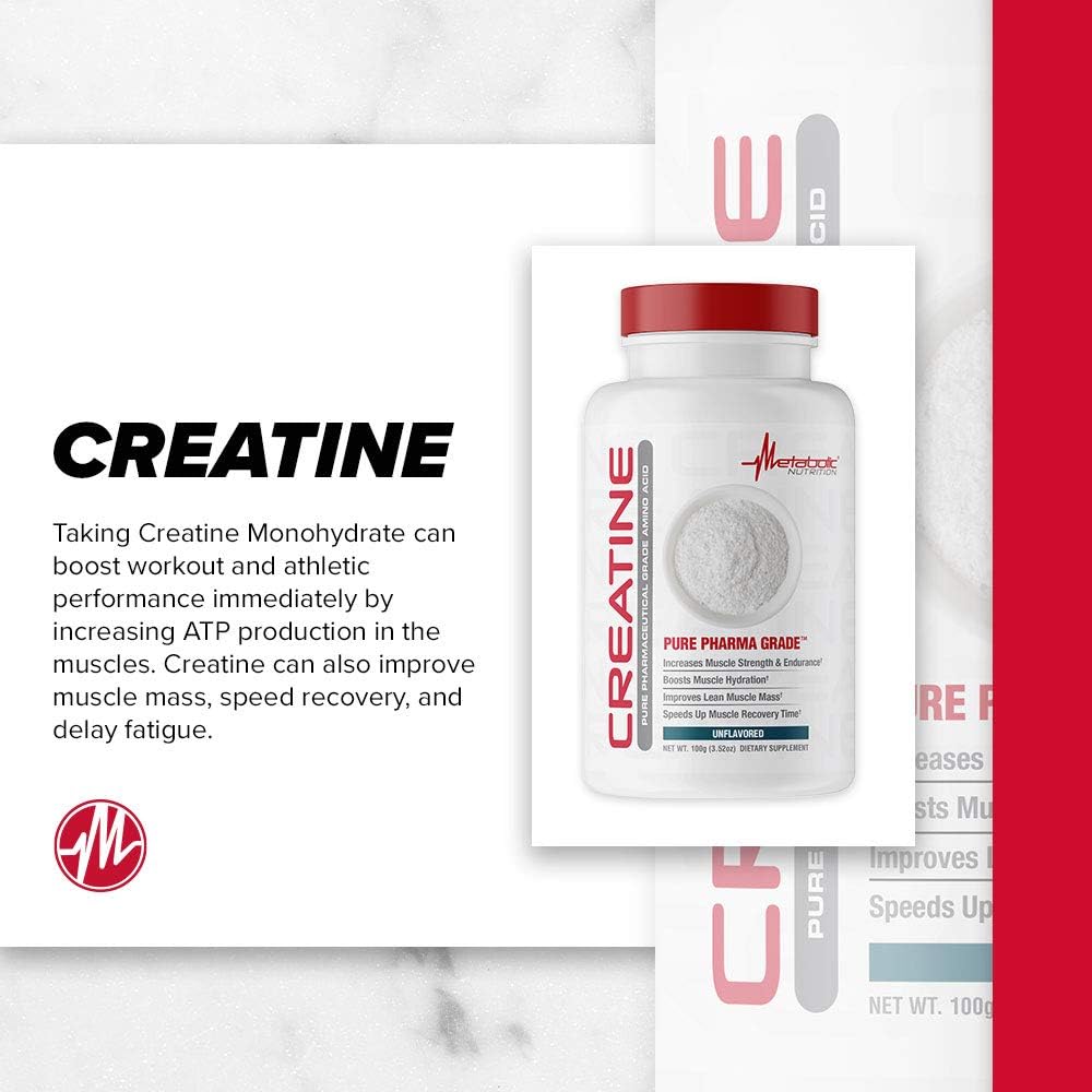 100 Grams Metabolic Nutrition Creatine Powder - Boost Muscle Strength and Energy Levels