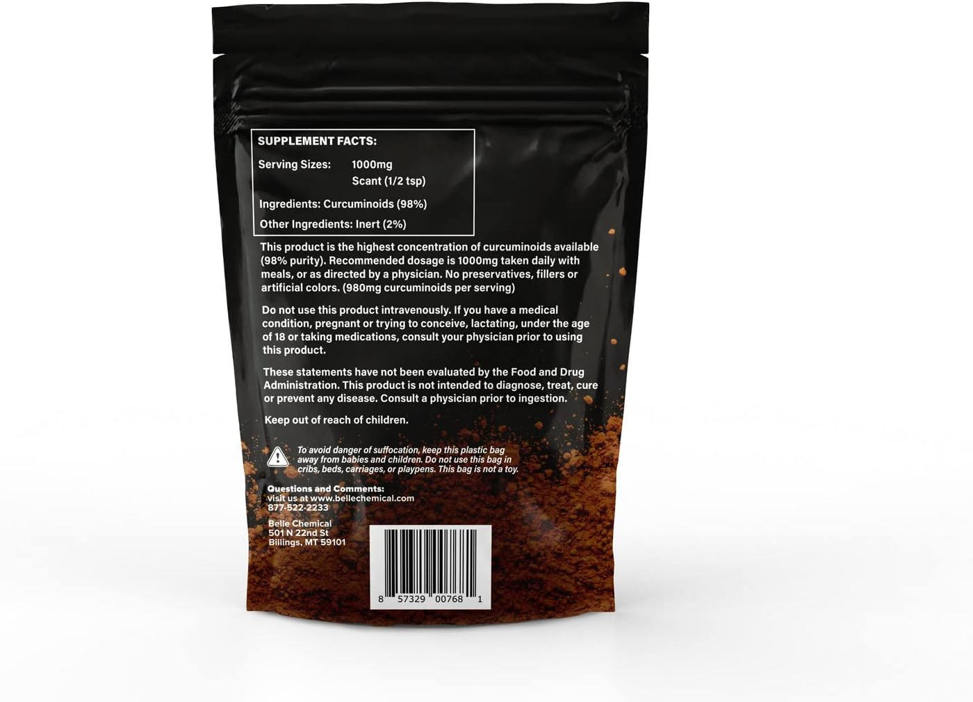 100 Grams of Belle Chemical 98% Pure Curcumin Powder with 98% Curcuminoids