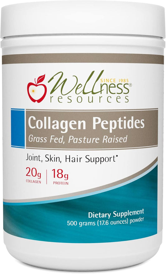100% Grass Fed Collagen Peptides Powder - Hydrolyzed Type I & III, Unflavored - 500g/17.6oz - Premium Wellness Resource