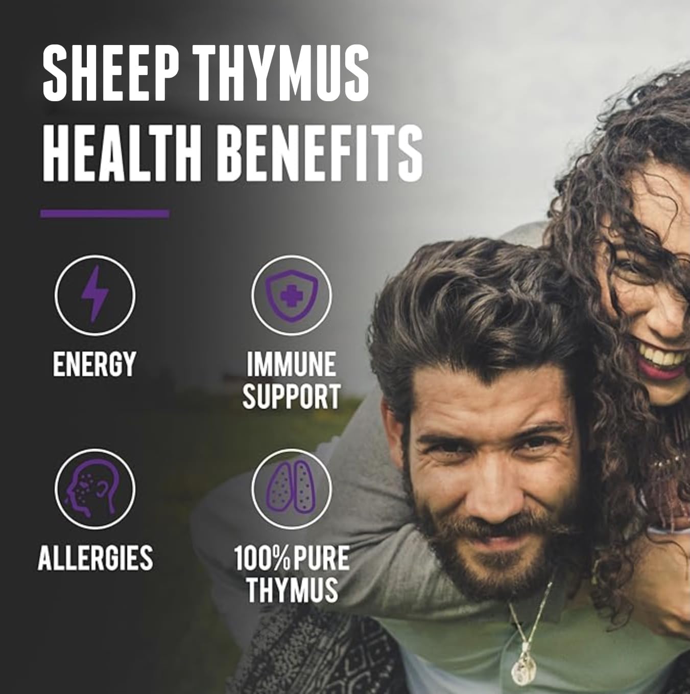 100% Grass Fed Thymus Supplements from New Zealand - 3,000mg per Serving, 200 Capsules