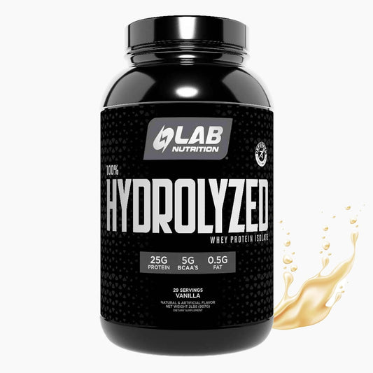 100% Hydrolyzed Whey Protein Isolate - 2 Pounds Vanilla Flavor - 25g Protein - Muscle Building - Lean Muscle Growth - Easy Digestion - Gluten & Lactose Free - Fast Absorption