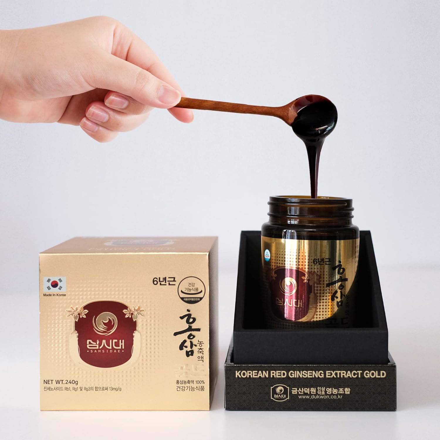 100% Korean Red Ginseng Extract Gold 240g - Boost Immunity, Mental Performance, Stamina, Energy - 6 Year Roots (13mg/g)