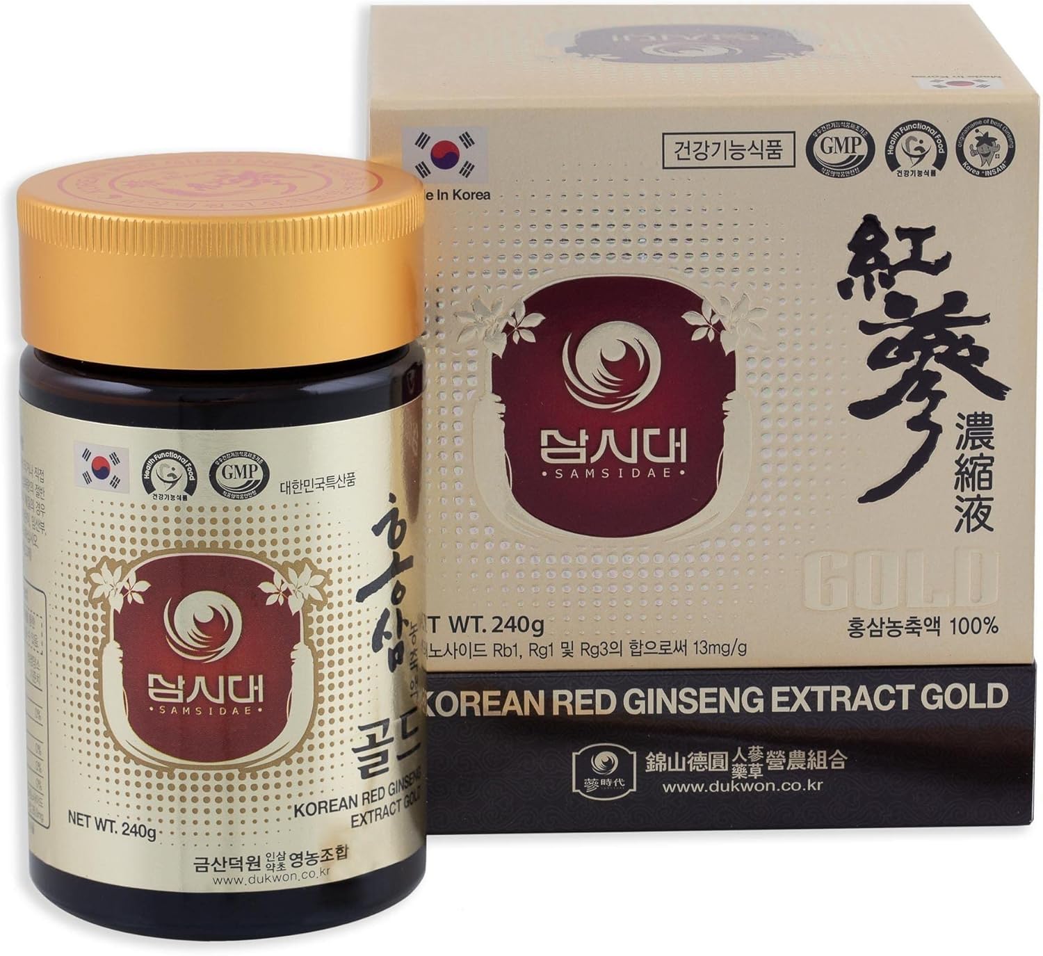 100% Korean Red Ginseng Extract Gold 240g - Boost Immunity, Mental Performance, Stamina, Energy - 6 Year Roots (13mg/g)