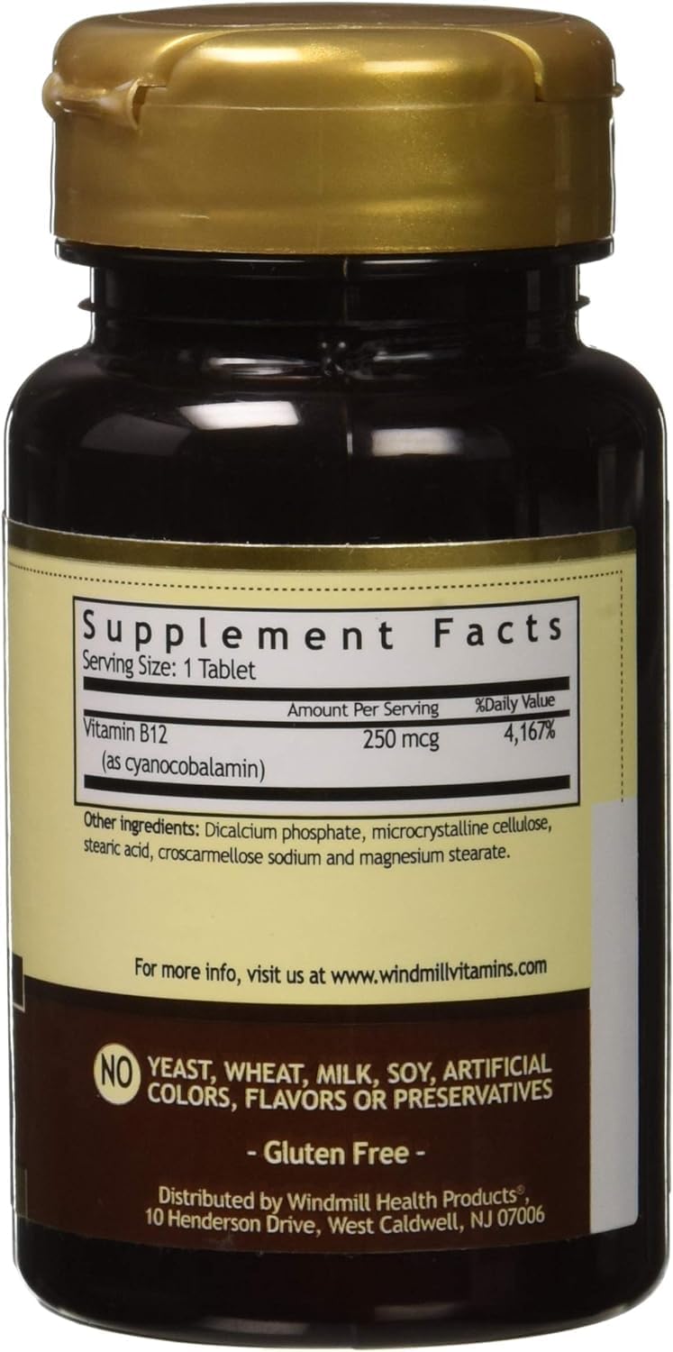100 Mcg Windmill Vitamin B-12 Tablets - 100 Count Bottle
