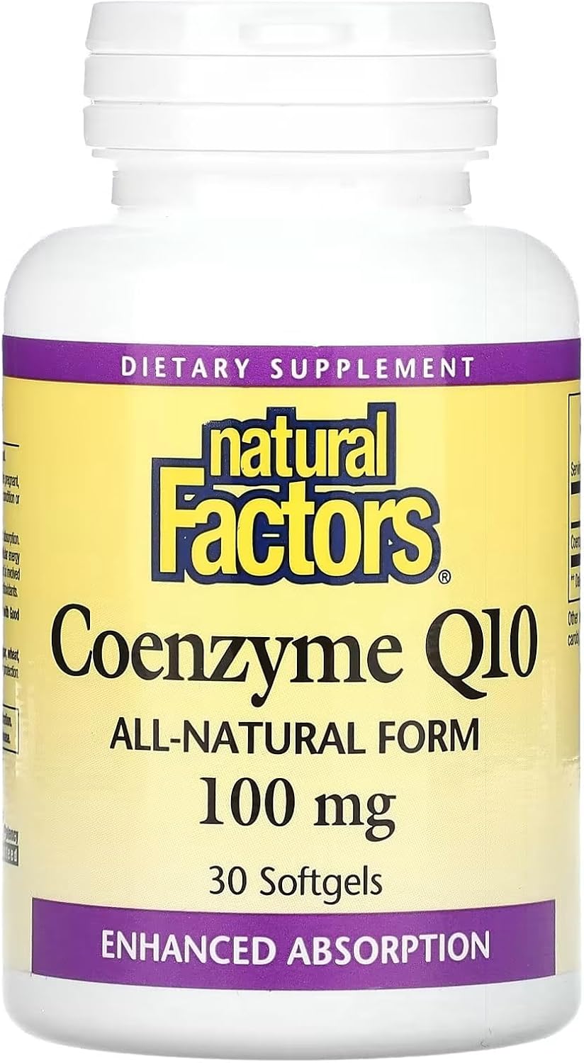 100 mg Natural Coenzyme Q10 Softgels for Energy, Heart & Cognitive Support by Natural Factors - 30 Count