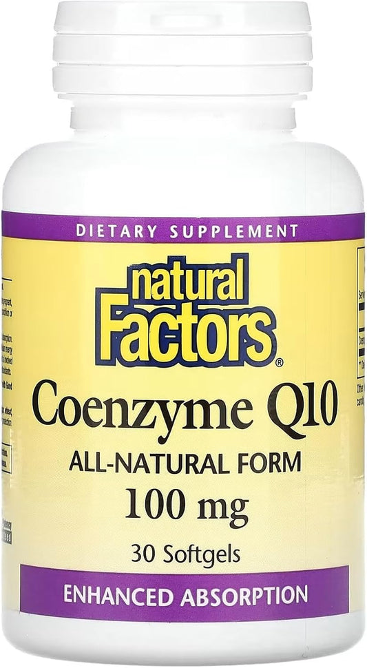 100 mg Natural Coenzyme Q10 Softgels for Energy, Heart & Cognitive Support by Natural Factors - 30 Count