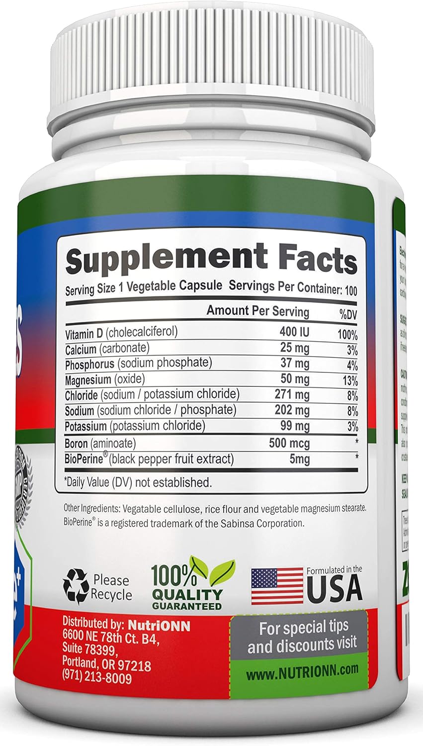 100 Natural Electrolyte Replacement Capsules for Hydration & Renewal - Keto Friendly Pills with Trace Minerals Potassium, Magnesium, Sodium Salts - Sugar-Free Formula for Revitalizing Energy