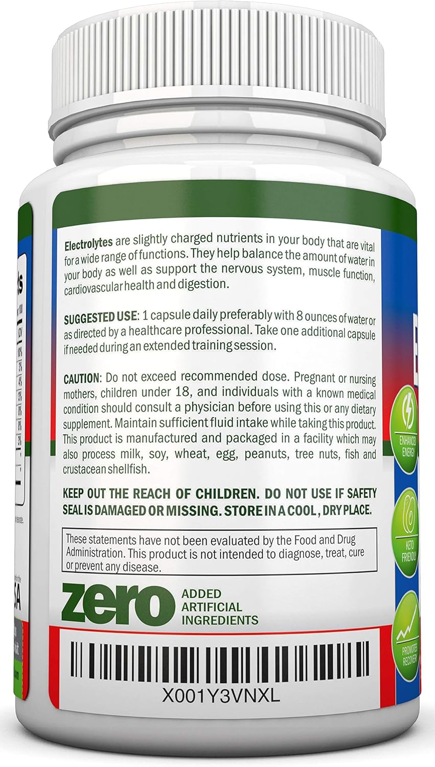 100 Natural Electrolyte Replacement Capsules for Hydration & Renewal - Keto Friendly Pills with Trace Minerals Potassium, Magnesium, Sodium Salts - Sugar-Free Formula for Revitalizing Energy